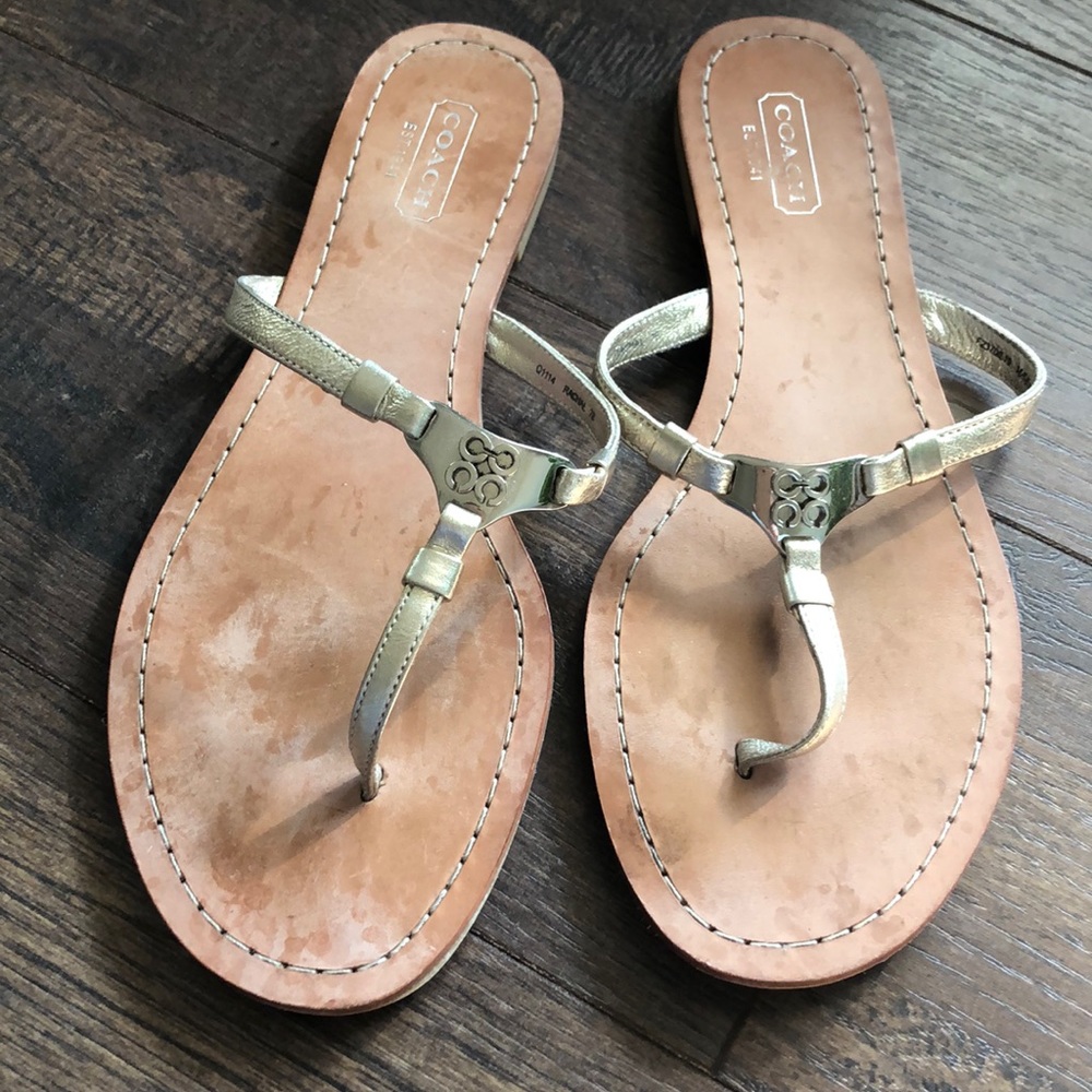 Coach silver gold sandals 7